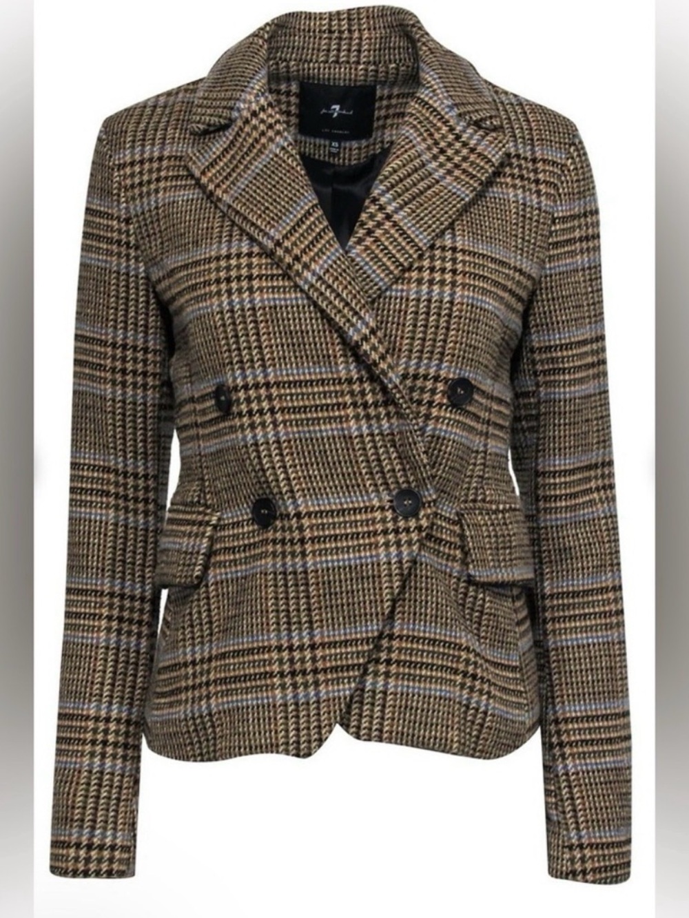 NWT 7 For All Mankind Wool Blend Plaid Twill Blazer in Tan
Multi Size S